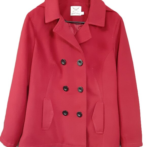 Old Navy Woman's Lined Coat Size XL, Red, Removable Hood, Button Closure - Picture 1 of 12